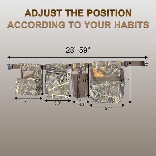 Dove Hunting Belt Bag, Adjustable Well-Fitting Shotgun Shell Bag, Comfortable Breathable Hunting Belt with Game Pouch Shell Bags Water Bottle Carrier, Shooting Gear Accessories for Dove Bird Hunting