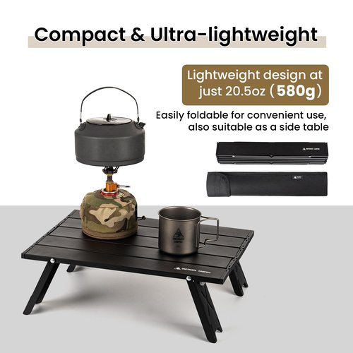 OneTigris Ultralight Backpacking Table, Compact Pop-Up Folding Table for Camping, Hiking, Beach, Picnic, Travel