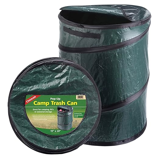 Coghlan's Pop-Up Lightweight Trash Can – Collapsible Waste Bin for Camping, RV, Outdoor Events, and Travel – Durable, Compact, and Easy to Store – 29.5 Gallon