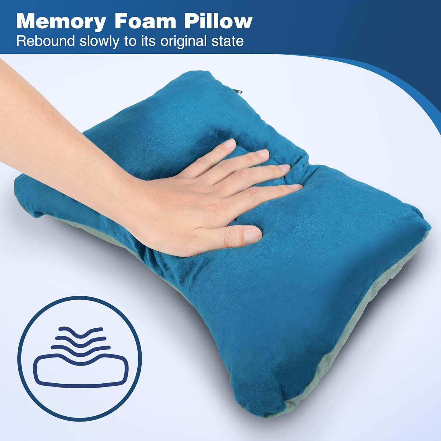 REDCAMP Small Camping Pillow Lightweight and Compressible, Flannel Travel Pillow with Removable Pillow Cover, 2 Pack