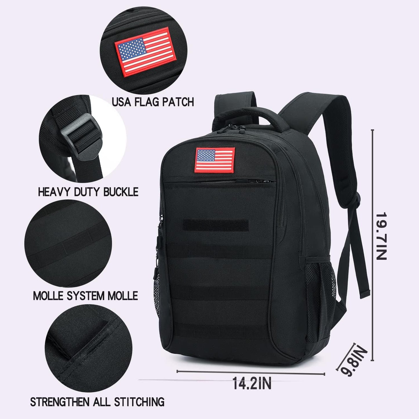 outdoor plus Camo Backpack,Military Boys Backpacks for School,40L Army Bookbag with USB Charging Port Waterproof