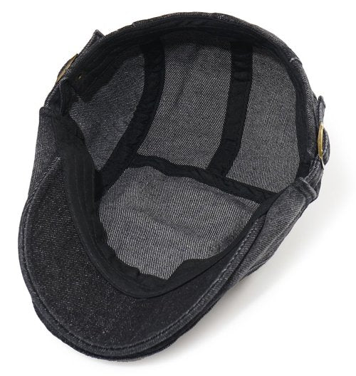 Taidor Mens Denim Cotton Newsboy Cap Ivy Gatsby Driving Hunting Cabbie Hat Black