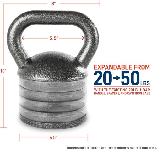 Apex Adjustable Heavy-Duty Exercise Kettlebell Weight Set Strength Training and Weightlifting Equipment for Home Gyms APKB-5009, Grey