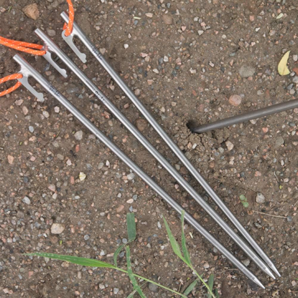 TiTo Titanium Tent Pegs Stakes Lightweight Snowfield Grassland Heavy Duty Tent Nails for Outdoor Camping Hiking and Plant Support Garden Stakes 4pcs/6pcs (7×200mm-6pcs)
