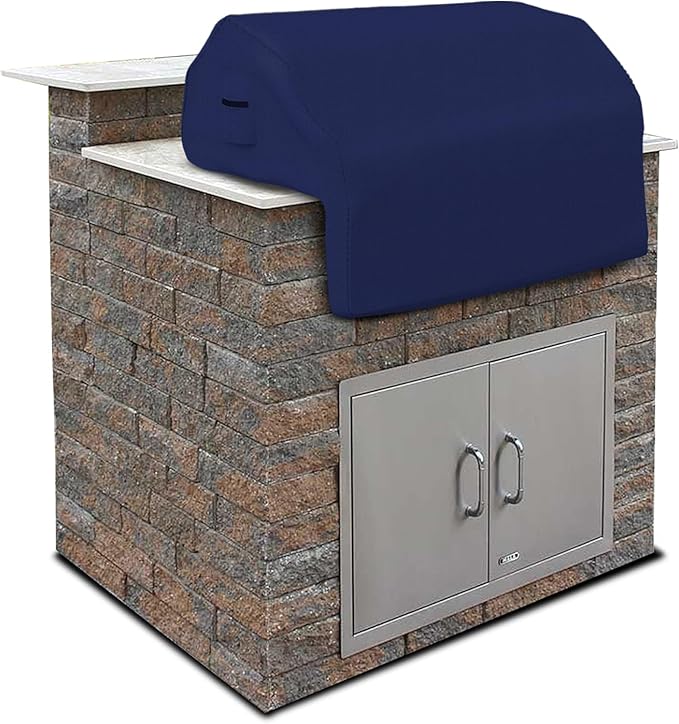 Covers & all Built-in Outdoor Grill Cover, Durable 12 Oz Waterproof Cover Max Material with Air Pocket & Elastic for Snug Fit (36" W x 26" D x 24" H Inches, Blue)