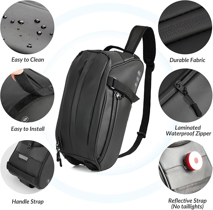 WOTOW Reflective Rear Rack Bag, Water Resistant Bike Saddle Panniers for Bicycles, 8L Trunk Cycling Back Seat Cargo Carrier Storage Pouch With Shoulder Strap for Travel Commute