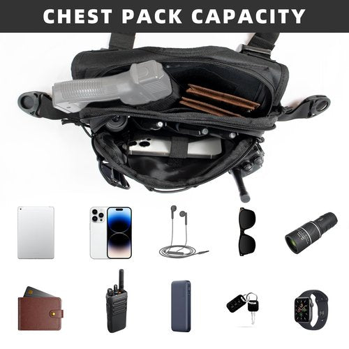Outdoor Sports Chest Bag for Men with Phone Holder, Breathable Running Chest Pack Fits Most Pistols,EDC Travel Running Vest Pouch, Tactical Chest Bag for Hiking, Workout, Cycling and Walking Dog