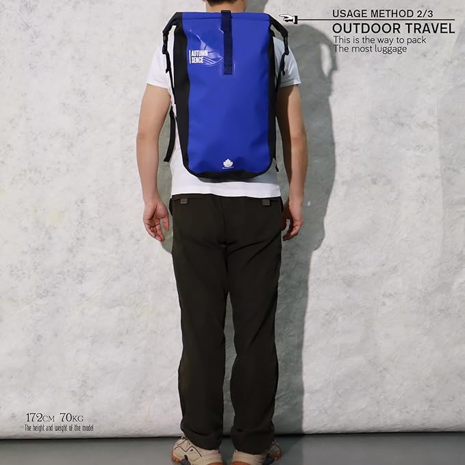 Dry Bags Waterproof Backpack, Waterproof backpack for boating,Floating,hiking, camping and other outdoor activities 25L.(Blue)