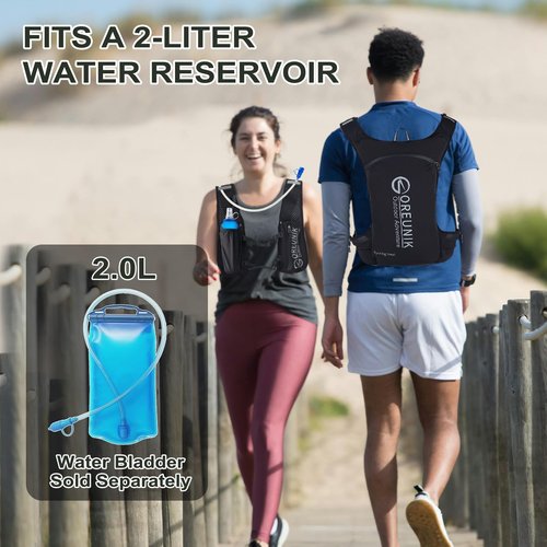 Oreunik Running Vest,7L Lightweight Hydration Vest ,Adjustable Running Hydration Backpack with Phone Holder ,Reflective Run Bag for Women Men for Hiking Trail Runners Cycling Race Marathon(Black)