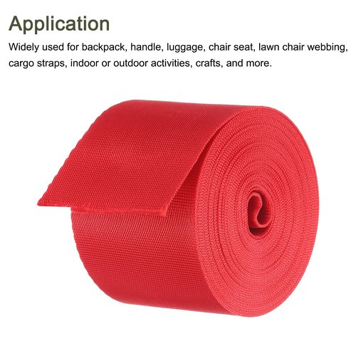 MECCANIXITY Flat Nylon Webbing Strap 2 Inch 5 Yards Polypropylene Webbing Bright Red for Backpack, Luggage-Rack, Outdoor Climbing, DIY Craft