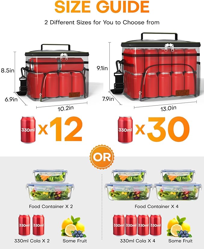 HOTOR Insulated Lunch Box for Men & Women - Leak-Proof Cooler Lunch Bag with 4 Pockets, Adjustable Strap, Ideal for Work, Picnic, Travel - Medium, Cationic Green, 10.2"×6.9"×8.5"