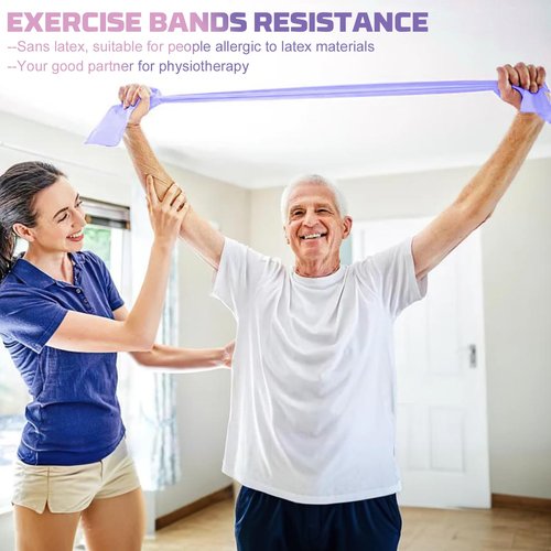 Resistance Bands Set, 5 Pcs Exercise Bands Elastic Stretch Bands for Fitness Yoga Pilates Stretching Strength Training, Workout Bands for Home Gym