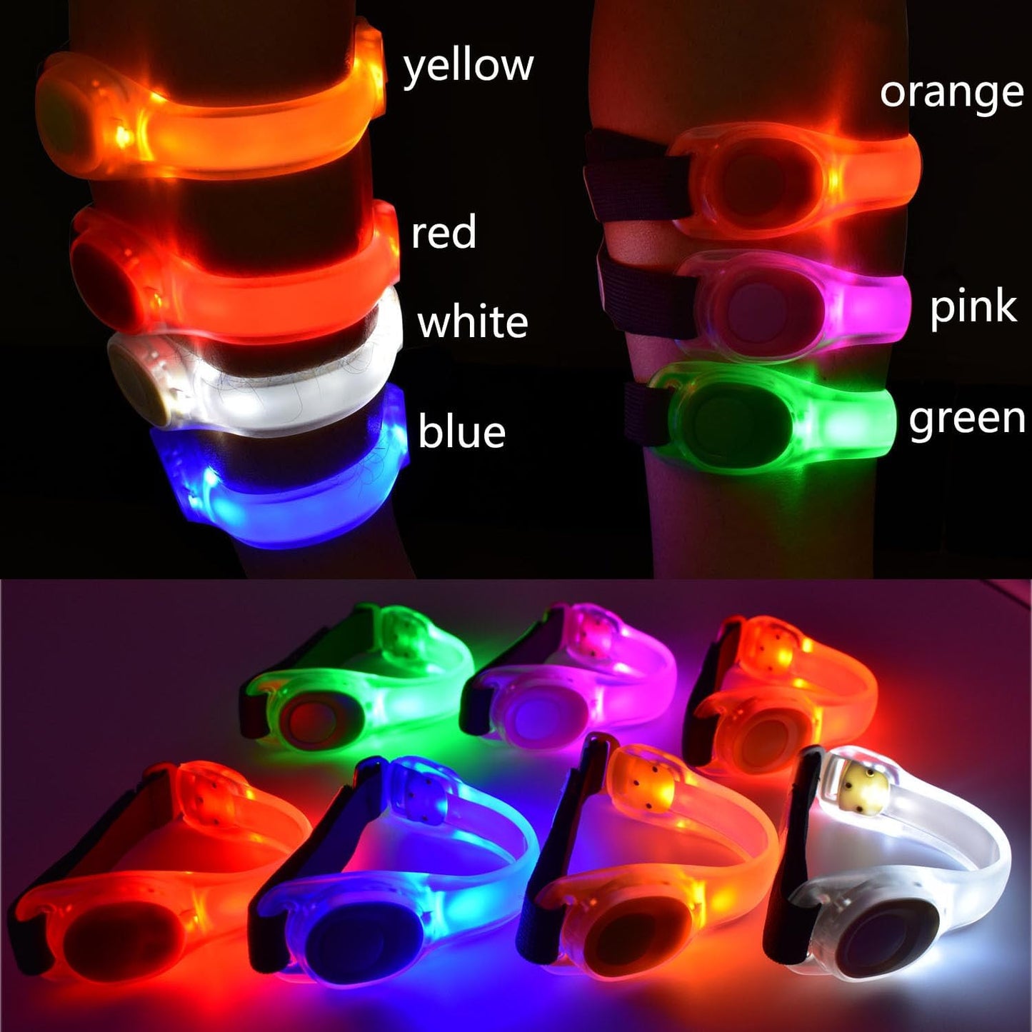 Premium LED Light Up Armband, Reflective Adjustable Wearable Silicone Running Belt Strap/Waterproof Glow in The Dark for Running Jogging Walking Cycling Concert Camping Outdoor Sports