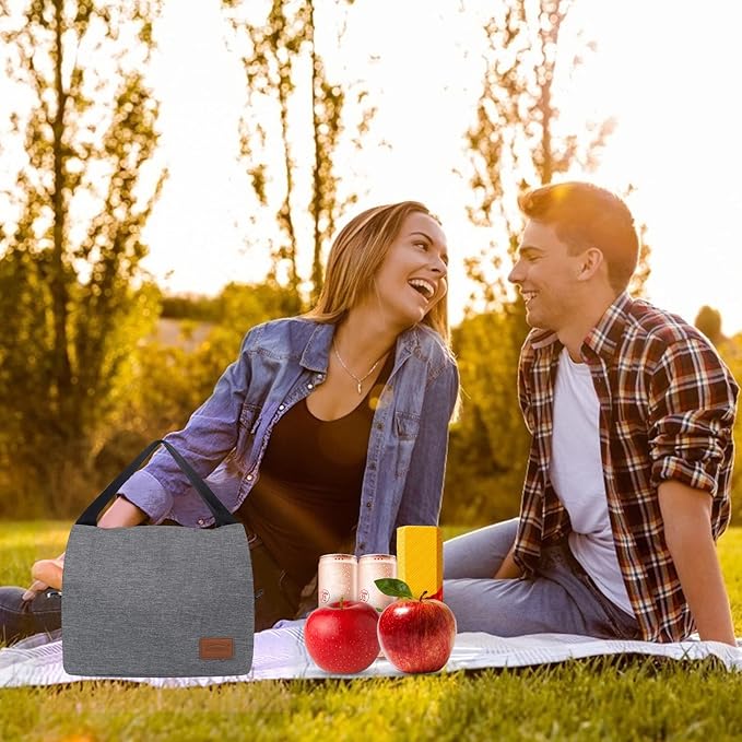 Aosbos Insulated Lunch Bag for Women, Men & Adults - Small Lunch Box, Leakproof Tote Cooler Box for Work/Office/Picnic,loncheras para mujer loncheras para hombres，Gray