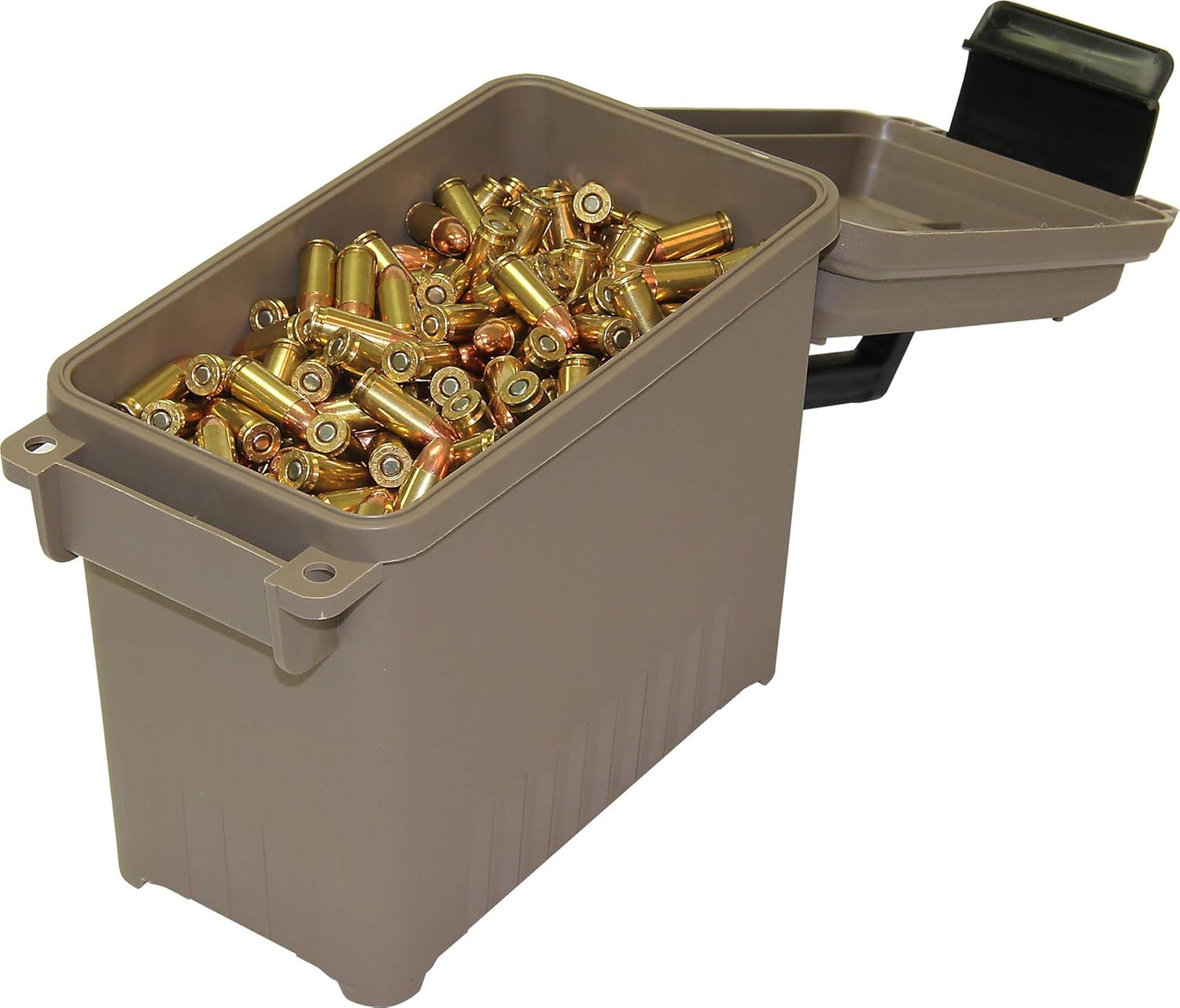MTM AC4C 4- can Ammo Crate, Convenient size, Stackable, easy carry and transport of 30 caliber ammo, Rugged tactical carrying crate, USA Made, 23.6"L x 11.25"W x 7.5"H, Brown