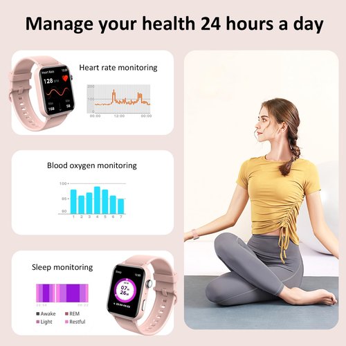 Blackview Smart Watches for Women(Make and Answer Calls),1.85''HD Screen Fitness Tracker Watch,100+ Sport Modes,SpO2/Heart Rate/Sleep Monitor for Android iPhone