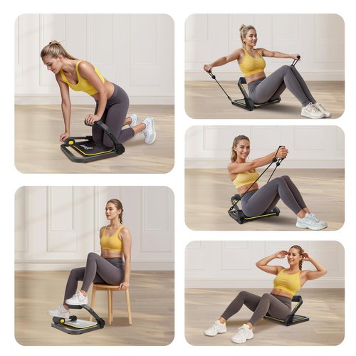 ZIWWVY Ab Workout Equipment, Ab Machine for Stomach Workout, Ab Trainer Machine for Home, Sit Up Machine with Resistance Bands and 330 LBS Weight Capacity, Ab Crunch Machine for Home Exercise