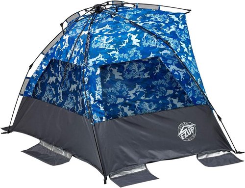 E-Z UP Wedge Portable Beach Tent, 51"x51" Entrance with 2 Roll-Up Windows and with Storage Pocket, Splash