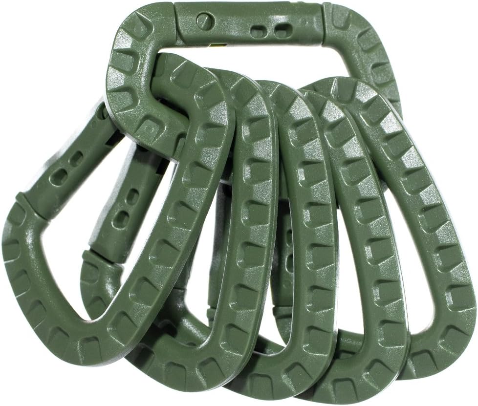 Tactical Carabiner Keychain 6 Pack - Durable Plastic Carabiners - Lightweight Spring Snap Gear - Utility Hooks for Backpacks, Buckles, Hanging Gear, and Outdoor Recreation