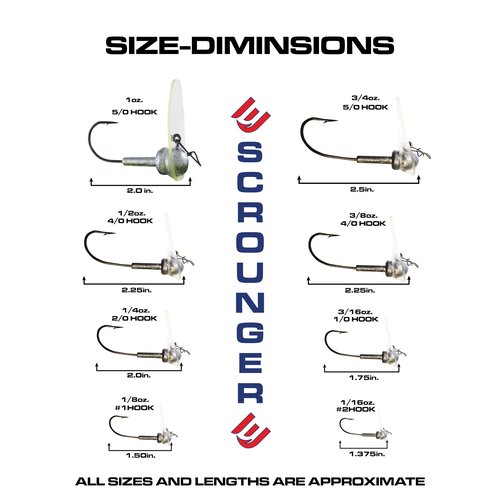 Luck E Strike Original Scrounger Jig Head (1/4 Ounce Long Bill) Creates Realistic Swimming Action to Soft Plastic Fishing Baits
