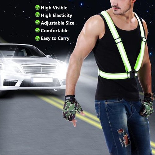 2Pack Reflective Vest Running Gear, Safety VES Adjustable High Visibility for Night Cycling, Highking, Dog Walking, Jogging (Green+Pink)