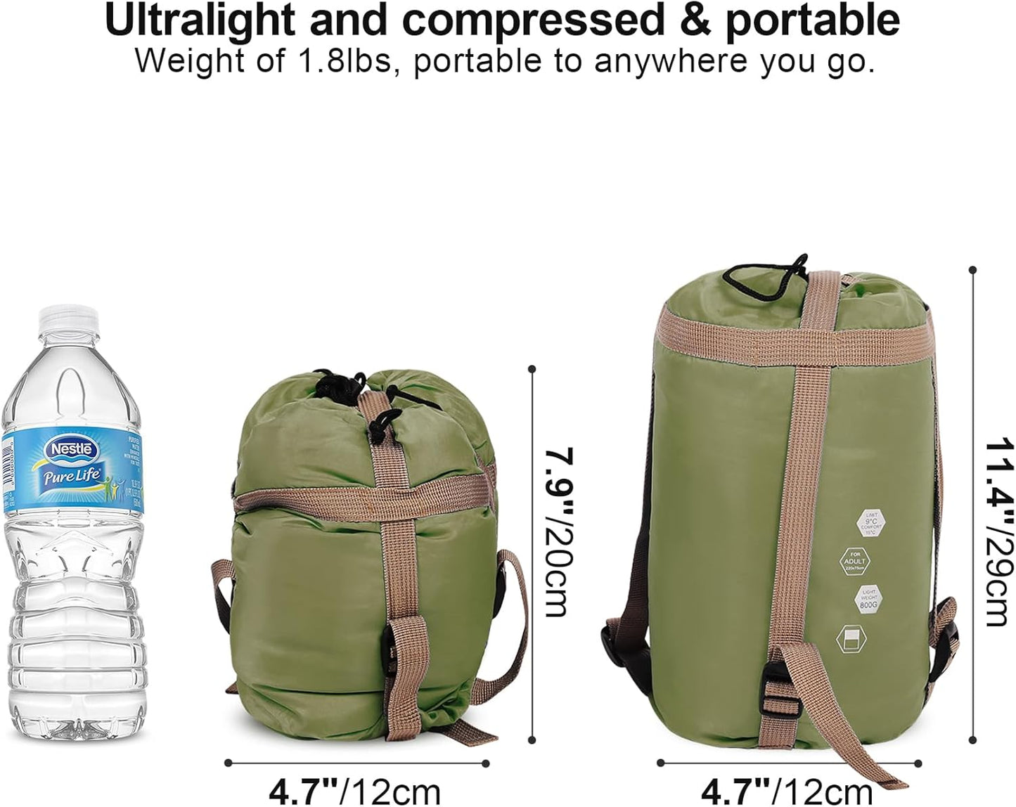 REDCAMP Ultra Lightweight Sleeping Bag for Backpacking, Hiking, Comfort for Adults Warm Weather, with Compression Sack