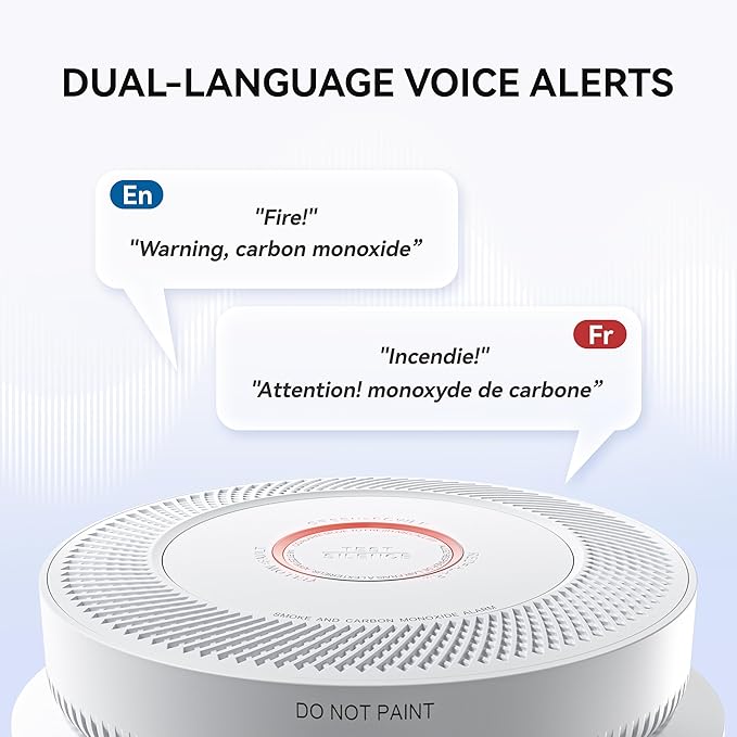SITERWELL Hardwired Interconnected Smoke and Carbon Monoxide Detector, 10 Year Product Life Alarm Smoke Carbon Monoxide Detector with 2 AA Batteries Back Up, Smoke and CO Detector Voice Alert,5 Pack