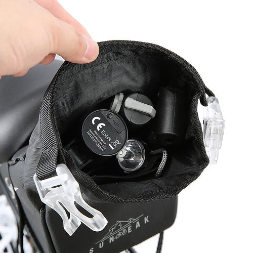 Sunpeak Bike Seat Bag Bicycle Saddle Bag Under Seat With tail light Waterproof Reflective Cycling Saddle Pack for Mountain Road Bikes Black