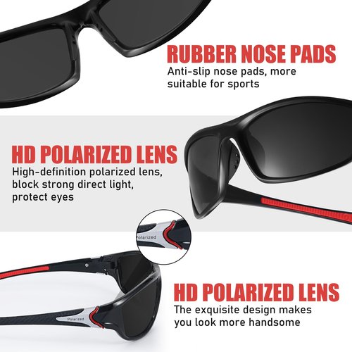 Cindeer 8 Pairs Polarized Sunglasses for Men and Women Sun Glasses with UV Protection Sport Sunglasses for Outdoor Activities (Red, Gray)