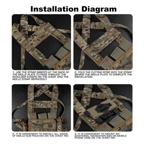 Tactical Phone EUD Bridge MOLLE Panel Front Expansion Carrier Phone Pouch Mount for D3CRM MK4 Tactical Vest (Camo)