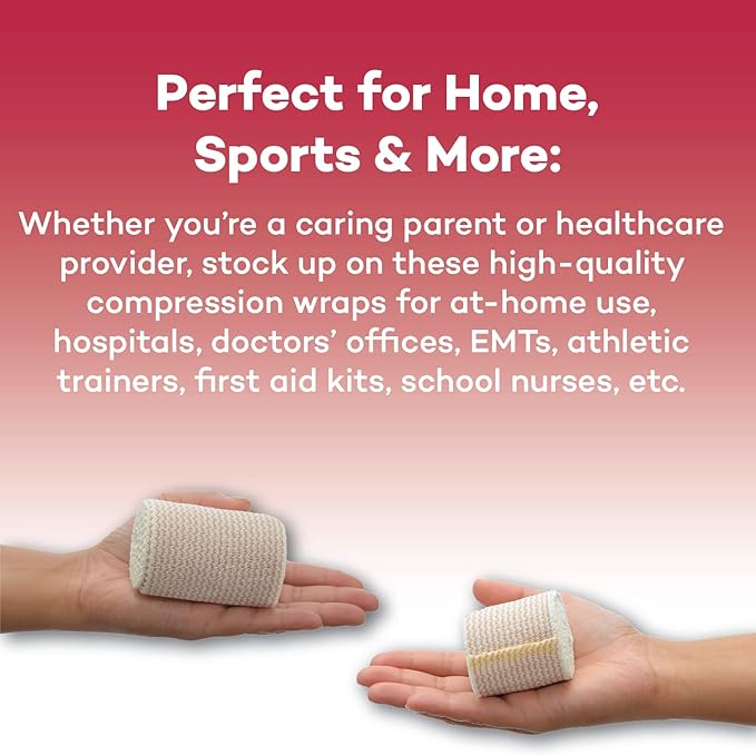 Dealmed 6" Elastic Bandage Wrap with Self-Closure – 2 Elastic Bandages, 5 Yards Stretched Compression Bandage Wrap, Wound Care Product for First Aid Kit and Medical Facilities