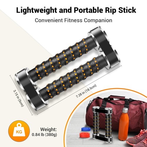 OLOSUN Rip Stick Efficient Quick Strength Training, Upper Body, Shoulder, Joint Ripstick Exercise Equipment, Portable High Gloss Aluminum aAlloy Rip Stick Workout, Stable Adjustable Resistance Band