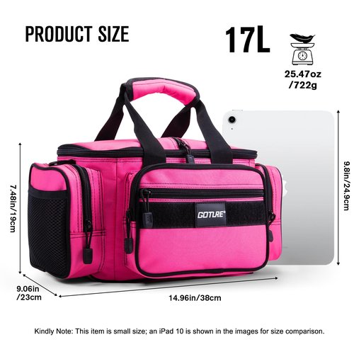 Goture Fishing Tackle Bag, Soft Side 600D Water-Resistant Cross Body Sling Fishing Bag, Small Saltwater Gear Storage Tactical Bags Store Up to 3 3600 Tackle Boxes(Not Included),14.96"x9.06"x7.48"