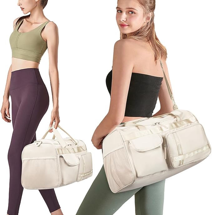 MAXTOP Gym Bag for Women Men Travel Duffle Bag Large Capacity Carry On Weekender Overnight Bag With Shoe Compartment Gym Tote Dry Wet Separation Duffel Bag for Travel