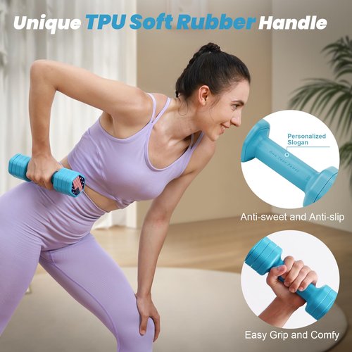 Zempox Adjustable Dumbbell Set of 2, 4 in 1 Hand Weights for Women at Home, 5 lb Weights Dumbbells set of 2, Each 2lb 3lb 4lb 5lb with TPU Soft Rubber Handle for Home Gym Exercise Training, Blue