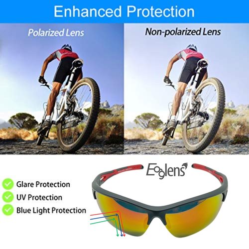 Outdoor Sports Polarized Sunglasses for Men and Women, TR90 Frame, UV400 Protection, With Case, for Fishing Golf Hiking and Cycling