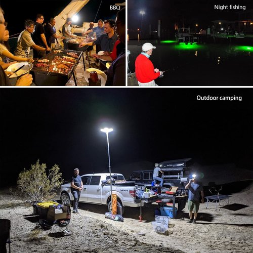 CONPEX 35000lm LED Telescopic Camping Lights Portable Outdoor with Remote and Ac to Dc 110V to 12V Converter