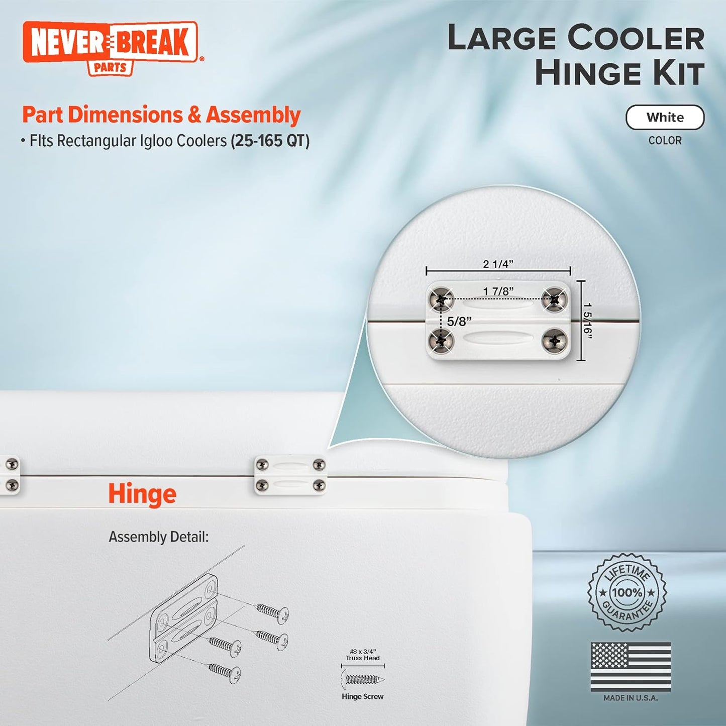 NeverBreak Parts - 3 Pack Igloo Cooler Replacement Hinges, High Strength Igloo Cooler Replacement Parts, Flexible Igloo Cooler Parts