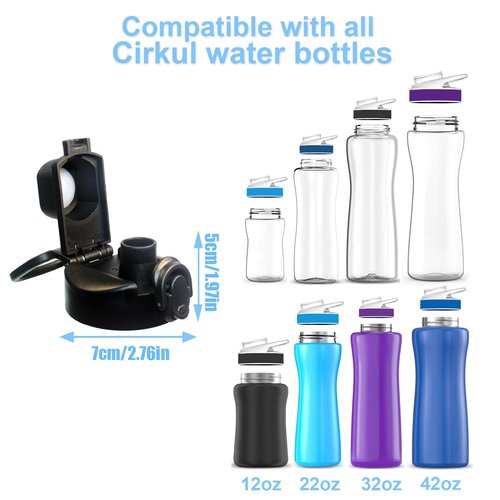 Lid for Cirkul Water Bottle - Auto Flip Lid for Hydro Flask Wide Mouth 12-64oz, Replacement Compatible with Cirkul, Hydroflask, Simple Modern, Iron Flask & Others, Nozzle with Button Lock (1)