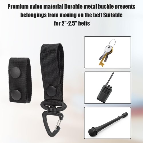 PEUTIER 5pcs Belt Keepers for Duty Belt & 1pcs Key Clip, Nylon Duty Belt Accessories with Double Snaps Duty Belt Clip Law Enforcement Accessories Fit for 2-2.5in W Belt Loop Keeper