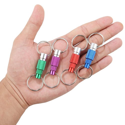 Pmintai Detachable Keychain, Quick Release Pull Apart Breakaway Key Rings Lock Holder Dual Split Rings for Handy Outdoor (4 Pack Red/purple/green/blue)