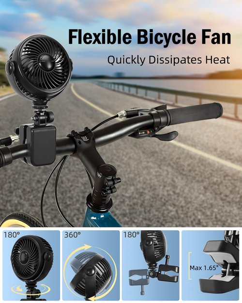 Nauttxon Rechargeable Peloton Bike Fan with Cotton Pads for Fragrance Drops, Clip Portable Battery Operated Fan for Treadmill Stationary Bike Exercise Stroller-Peloton Accessories-Black