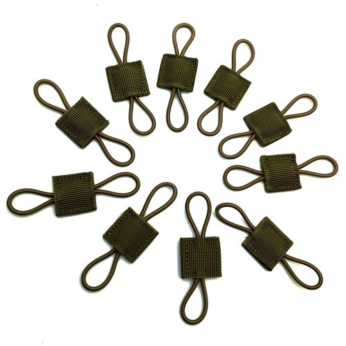 Yatrouys Tactical Gear Holder Clip Molle Web Dominator Elastic Strings Buckle 10pcs for Tactical Backpacks Molle Bags (Army Green)