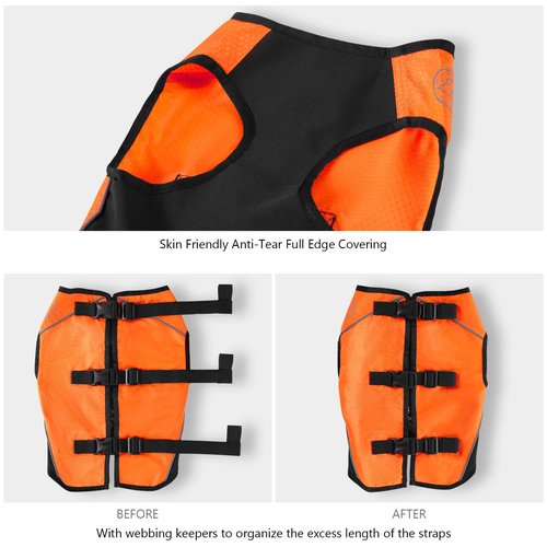 BASSDASH Dog Safety Vest Lightweight Water Resistant Chest Protection Blaze Orange Reflective High Visibility for Hunting Outdoor