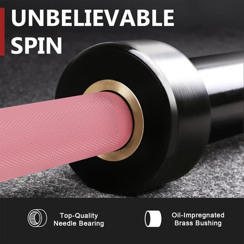 PROOFGOLD 6.6ft Olympic Barbell Bar 35Lb(15kg) Barbell,Bench Press Bar for Squats and Deadlifts,Olympic Weight Bar for Home Gym,Womens barbell(2inch),700LB,Black&Pink
