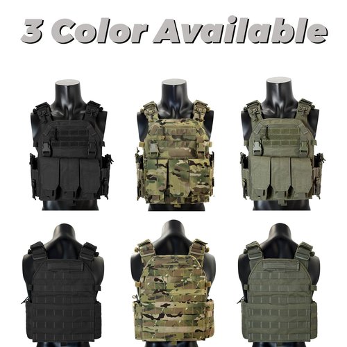 ULIONTAC Tactical Chest Training Clothing Suit with Quick Release Buckle Rig Mag Pouch ROC System Laser Cutting Adjustable (BK)
