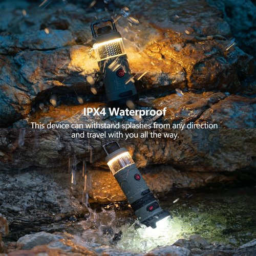 LOVORK 7-in-1 Modular Camping Lantern Rechargeable, 5000mAh, 500LM, IPX4 Waterproof, Fan, Bluetooth, Multi-Function Portable Flashlight, Camping Essentials Set for Emergency, Hiking, Fishing (Green)
