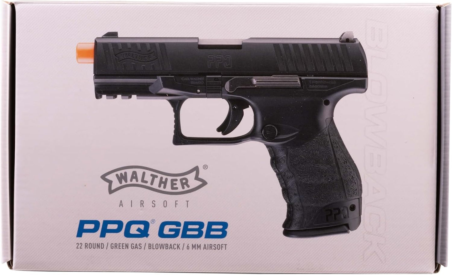 Walther PPQ GBB Blowback Airsoft Gun - Elite Force 6mm BB Pistol for Precision Shooting
