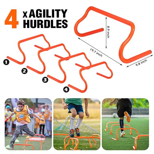 UZTUGG Soccer Training Equipment, Speed Agility Training Equipment for Kids Youth Adults, 20ft Agility Ladder, 4 Hurdles, Jump Rope, 12 Soccer Cones, Running Parachute, Football Training Equipment