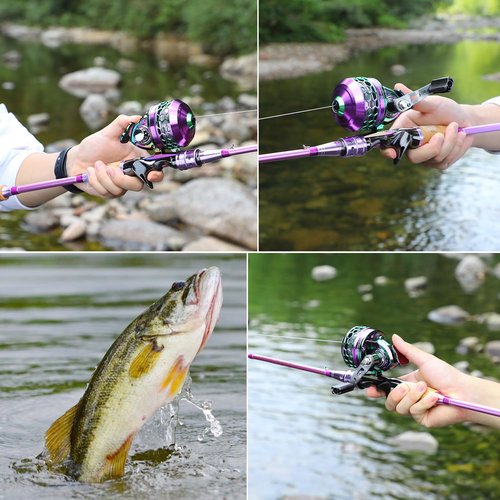 Souagyilang Spincast Fishing Rod Reel Combo,2 Pieces Medium Heavy Pole with Super Smooth Reel Trouble-Free Push-Button Bait Casting Design 1 Pack